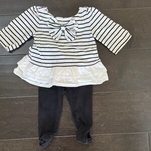 Janie and Jack Black and White Striped Kids Matching Set